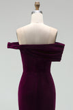 Vestido cóctel midi de terciopelo midi con bodycon color burdeos