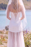 Vestido de novia Maxi Elopement de tul sin tirantes blanco y funda