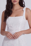 Mini vestido de graduación floral de cuello cuadrado en línea A de marfil
