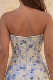 Corsé rojo Sweetheart Bodycon floral fruncido vestido corto de bienvenida
