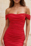 Vestido corto de bienvenida con cordones rojos fruncidos, cordones descubiertos,
