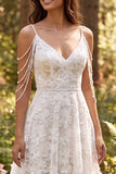 Vestido de novia largo de hierro floral marfil con hombros fríos