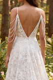 Vestido de novia largo de hierro floral marfil con hombros fríos