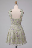 Vestido corto de bienvenida corto de Sage Sage A-line floral con tirantes gruesos