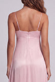 Vestido formal largo de tirantes finos rosa claro