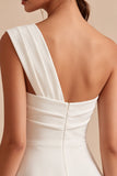 Vestido blanco de despedida de soltera de un solo hombro en línea A