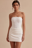 Vestido de mini despedida de soltera blanco bodycon tirantes con encaje