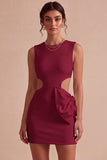 Bodycon vestido blanco pequeño de cuello redondo con lazo