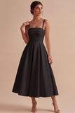 Vestido de compromiso Midi elegante con tirantes blancos en línea A