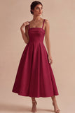 Vestido de compromiso Midi elegante con tirantes blancos en línea A