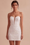 Vestido de despedida de novia Sweetheart White Floral Bodycon