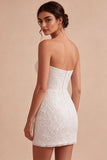 Vestido de despedida de novia Sweetheart White Floral Bodycon