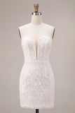 Vestido de despedida de novia Sweetheart White Floral Bodycon