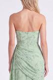 Corsé sin tirantes de Sirena de gasa polvorienta Sage Largo vestido largo floral con abertura