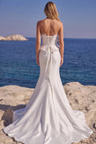 Corsé blanco sin tirantes Vestido largo de sirena