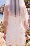 Vestido de novia mini elopement blanco de cuello en V con flor 3D