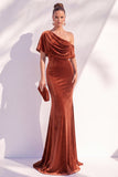 Vestido formal largo asimétrico asimétrico de sirena burdeos
