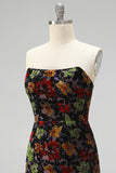 Vestido mini de bienvenida a casa negro bodycon tirantes florales con flecos