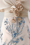 Sirenas de champán brillante, vestido largo de madre de novia con apliques 3D