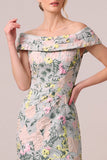 Vestido largo de madre de la novia de jacquard floral descubierto