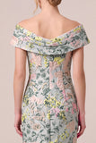 Vestido largo de madre de la novia de jacquard floral descubierto