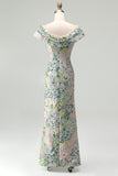 Vestido largo de madre de la novia de jacquard floral descubierto