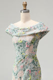 Vestido largo de madre de la novia de jacquard floral descubierto
