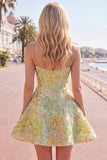 Corsé verde A-Line Vestido Corto de Bienvenida