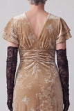 Vestido largo de madre de la novia con escote en V y escote en V y funda larga con volantes