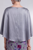 Vestido de madre de la novia de terciopelo floral gris con vaina de satino de bateau con capa