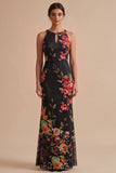 Vestido de invitado de boda Maxi de ojo de cerradura con funda en negro