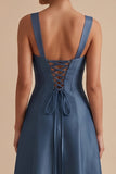 Vestido de invitado Midi de cuello cuadrado Twilight A-Line con lazo