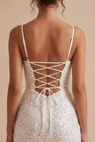 Corsé blanco, escote con capucha fruncido, tirantes finos, vestido blanco corto