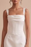 Corsé blanco de vaina cuello cuadrado Vestido corto blanco