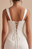 Corsé blanco de vaina cuello cuadrado Vestido corto blanco
