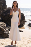 Corsé de tul de sirena blanca Vestido de novia arrugado