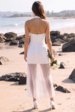 Mini vestido de novia de tul blanco con funda con capçalera