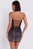 Vestido corto corset sin tirantes sin tirantes con pedrería