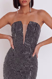Vestido corto de cóctel de tul sin tirantes Blackcon bodycon sin tirantes
