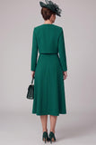Vestido de madre de la novia verde oscuro de cuello redondo de cuello en forma de té con bolero