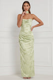 Vestido de dama de honor Maxi estampado con capucha verde menta