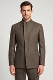 Americana de graduación marrón Slim Fit con cuello alto