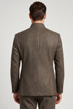 Americana de graduación marrón Slim Fit con cuello alto