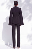 Trajes de solapa de dos piezas de pantraje negro con solapa de dos piezas, mono de mujer de pecho simple
