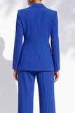 Traje de mujer de dos piezas azul real con solapa de pico