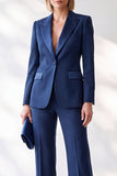 Traje de negocios de mujer de dos piezas con solapa de pico y botonadura sencilla