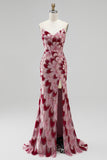 Vestido largo de baile de graduación de tul desmontable con tirantes y lentejuelas rosas