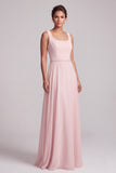 Vestido largo rosa de madre de la novia de gasa con corte en A, capa de gasa, escote barco y detalles de cuentas