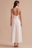 Vestido de novia midi blanco de satén corte en A con escote halter