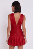Vestido corto de cóctel corto corto de cóctel rojo con escote en V y línea A